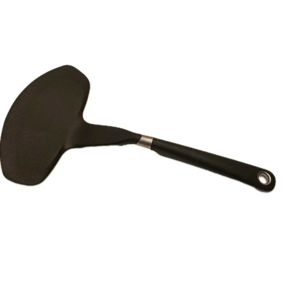 Kuhn Rikon Heat Resistant Turner Spatula, Black Plastic Handle, Solid